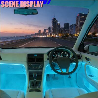 Car LED Strip Light, 12V 24 LED RGB Neon Car Interior Atmosphere Lights with Cigarette Lighter, Auto Under Dash Ambient Night Light Decorative Lamp for Sedan Truck SUV(Ice Blue-Cigar Lighter) - Image 5