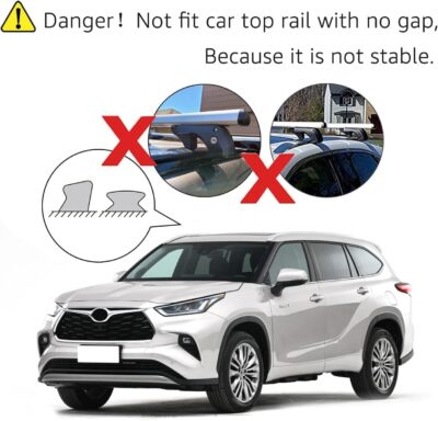 Amazon Basics Cross Rail Roof Rack, 52 inches, Fits up to 46" Spans between Raised Side Rails with Gap, Pack of 2, Black/Silver - Image 5