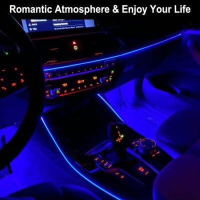 EL Wire Interior Car LED Strip Lights, 16.5FT USB Neon Glowing Strobing El Wire Strip with 6mm Sewing Edge, Ambient Lighting Kits for Car Inside Decorations (Blue) - Image 5