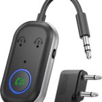 Bluetooth Transmitter Receiver, 3.5MM to Bluetooth 5.3 Transmitter, 2-in-1 Airplane Adapter for Headphone, TV, Airplane, Home Stereo, Speakers, Headphone, Car, Dual Connection