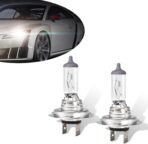 Pack-2 Car H7 Halogen Bulbs, 55W 12V Quartz Lamp, Super Bright Beam Low/High Beam Fog Light Replacement, All-in-one Plug and Play Bulb, Universal Lighting Accessories for Cars (White Light)