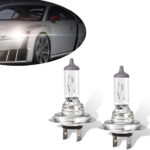 Pack-2 Car H7 Halogen Bulbs, 55W 12V Quartz Lamp, Super Bright Beam Low/High Beam Fog Light Replacement, All-in-one Plug and Play Bulb, Universal Lighting Accessories for Cars (White Light)