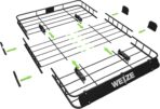 WEIZE 54" x 34" Heavy Duty Roof Rack Basket, 200LBS Universal Rooftop Cargo Basket with Waterproof Bag, Cargo Net & Tie Down Straps, Steel Luggage Holder for Car SUV Truck - Image 6