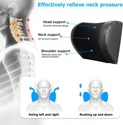 Mandark Car Neck Pillow, Memory Foam Vehicles Adjustable Support Headrest Pillow with Hook ＆ Tablet Phone Holder Mount, Multifunctional Auto Interior Accessories, Universal for SUV RV Truck (Black) - Image 3