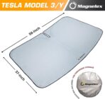 Magnelex Tesla Windshield Sun Shade (Model 3/Y), Reflective Polyester Blocks Heat & Sun, Foldable Car Window Sun Blocker, Mirror Cut-Out, Fade-Resistant Sunshade, Tesla 3 Accessories - Image 3
