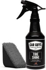 CAR GUYS Tire Shine Spray | The Perfect Shine | Durable and User Friendly Tire Dressing | Long Lasting UV Protection for Black Tires, Wheels, & Rubber | 18 Oz Kit with Applicator Pad