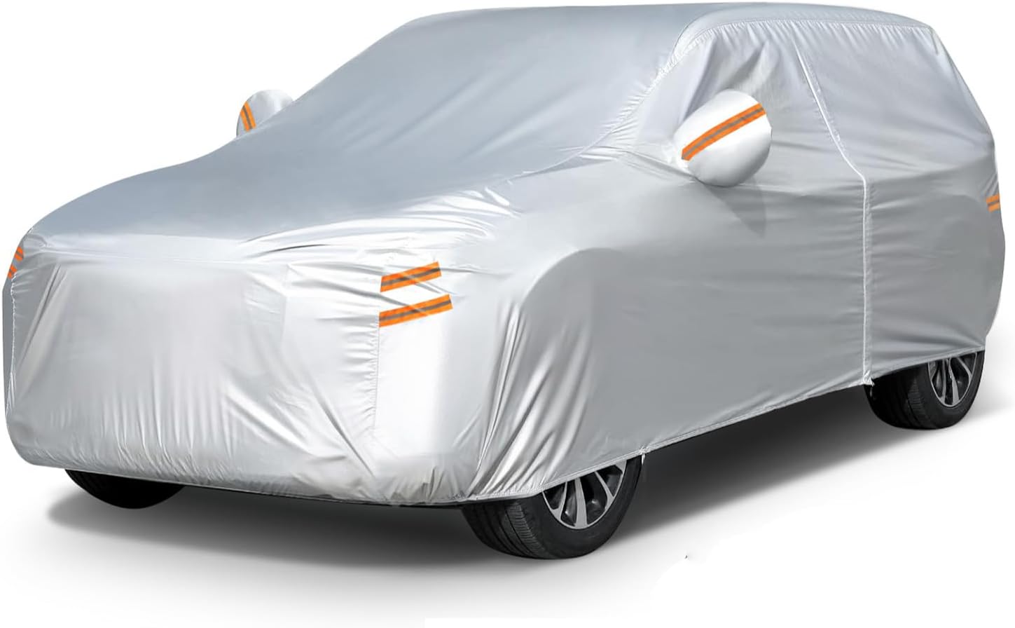 61DwjlmGKlL._AC_SL1500_.jpg Tsumbay 190T Car Cover Waterproof All Weather, Outdoor Full Exterior Cover with Door Zipper & Storage Bag, Rain Hail Sun Protector Car Cover Fit for Coupe Car Unfitted Vehicle Covers 181"-190", Silver - Image 1