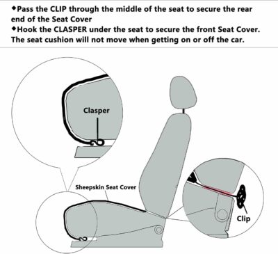 OGLAND 20 inchs Fluffy Genuine Australia Sheepskin Car Seat Cover for Auto Interior Accessories with Soft Fuzzy Wool Natural Fur Non-Slip (Black, Front 20 * 20inchs) - Image 6