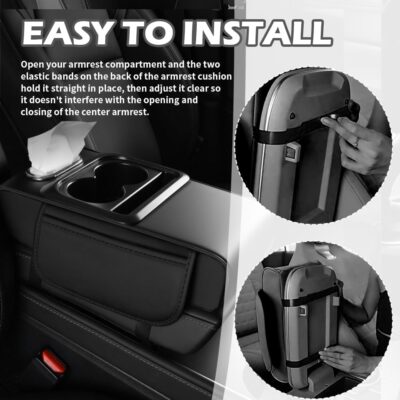 4 in 1 Center Console Cover,Multifunctional Car Armrest Storage Box with Cup Holder& Phone Holder& Car Tissue Holder,7.68 * 13.98" Arm Rest Cover for Cars with 2 Side Pockets - Image 6