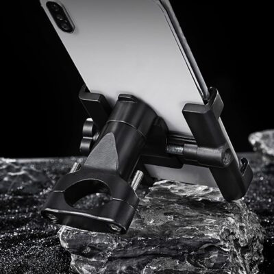 Adjustable Bike Phone Holder Motorcycle Handlebar Mount Aluminum Alloy Black Multifunctional Waterproof Phone Mount for Cycling and Motorcycles - Image 4