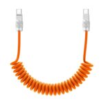 chubbycable Curly Chubby 240W Coiled USB C Fast Charging Cable Durable Braided Charger Cord for Car Compatible with iPhone 17-15 Series iPad, Orange, Type-C to Type-C, 2.13FT-6.56FT