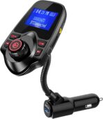 ONN Upgraded 2026 Bluetooth Car FM Transmitter, 1.44” LCD Display, Flexible Gooseneck, Hands-Free Calling, Dual USB Fast Charger, AUX & Micro SD Support for Cars, SUVs & Trucks