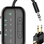 2026 Upgraded Pro Bluetooth 5.4 Transmitter Receiver,2-in-1 Airplane Wireless Adapter for Flight,TV,PC,Gym,Switch,Compatible with 2 AirPods/Headphones;Audio AUX Receiver for Car/Home Stereo