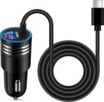 48W Super Fast Car Charger USB C Rapid Android Car Adapter with 30W Built-in Type C Fast Charging Cable for Samsung Galaxy S26 S25 S24 S23 Ultra S22 S21 S20 FE A16 A15 A14 A54 A53 A23 A13 Z Flip 7 6