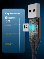 Aux Bluetooth 5.2 Car Adapter, USB Powered 3.5mm Jack, Handsfree Call, Music Streaming for Trucks Hi-Fi Home Stereo Systems - Image 4