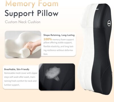 FLORICH Car Seat Cushion and Lumbar Support Headrest Pillow Memory Foam Ergonomic Car Cushion Back Neck Support Pillow Sciatica & Back & Tailbone Pain Relief Cushion for Car Seat Driving, Black - Image 9