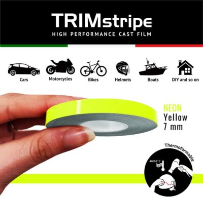 4R Quattroerre.it 10488 Trim Stripes Adhesive Strips for Cars, Neon Yellow, 7 mm x 10 mt - Image 2