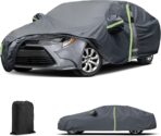 Car Cover for Toyota Corolla 2007-2025 Hatchback Sedan, Waterproof Custom Fit All Weather Sun UV Rain Dust Snow Wind Scratch Resistant Protection Car Cover with Zipper Door & Windproof Bands (Gery)