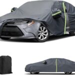 Car Cover for Toyota Corolla 2007-2025 Hatchback Sedan, Waterproof Custom Fit All Weather Sun UV Rain Dust Snow Wind Scratch Resistant Protection Car Cover with Zipper Door & Windproof Bands (Gery)