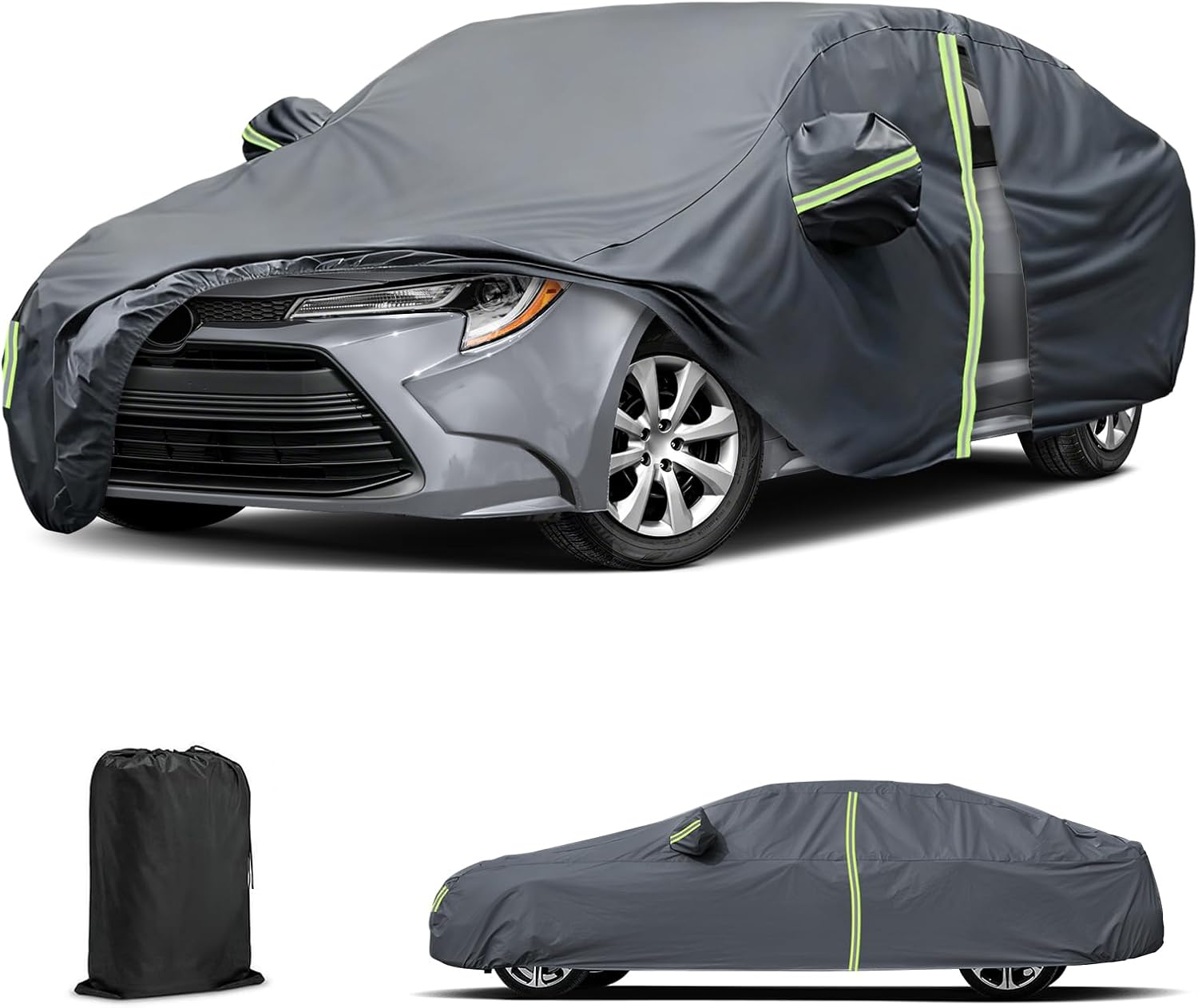 61EmF19Lk6L._AC_SL1500_.jpg Car Cover for Toyota Corolla 2007-2025 Hatchback Sedan, Waterproof Custom Fit All Weather Sun UV Rain Dust Snow Wind Scratch Resistant Protection Car Cover with Zipper Door & Windproof Bands (Gery) - Image 1