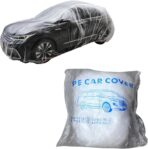 1 PC Disposable Car Cover, Clear Plastic Rain Car Cover with Elastic Band, Garage Dust Proof Storage Protection, Universal for Most Cars (11.48 FT x 19.69 FT)