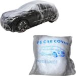 1 PC Disposable Car Cover, Clear Plastic Rain Car Cover with Elastic Band, Garage Dust Proof Storage Protection, Universal for Most Cars (11.48 FT x 19.69 FT)