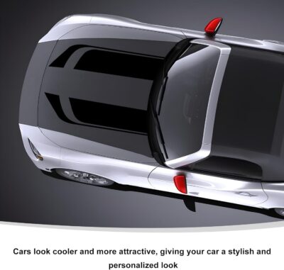 Car Hood Decal Sticker, Automotive Side Body Stripe Graphics Racing Bumper Sticker, Universal Vehicle Skirt Roof Bonnet Vinyl Decal Exterior Decoration, Car Accessories (Black) - Image 5