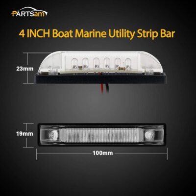 Partsam 4" Ultra-Thin-Line White 9 LED Utility Light Bar, Sealed Clear Lens Marine Boat Lights, Trailer Car RV Camper Car Pickup Dome Lighs, Marker Lights, Under Hood Lights - Image 4