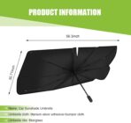 Auto Front Windshield Sun Shade Umbrella, Windshield Sun Shade Umbrella for Car Vinyl Coating, Foldable Car Umbrella Sunshade with UV Block Protection (Opening Design) - Image 2