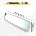 Bling Rhinestone Rearview Mirror, Car Interior Clip-on Rear View Accessories Decorations Panoramic Rear View Mirror with Bling Rhinestones Crystal Diamonds Edge for SUV, Truck - Image 2