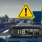 Car Wireless Headup Display Solar GPS Digital Speedometer with LCD Screen Overspeed Alarm KMH/MPH Time/Altitude/Temperature/Speed Display - Image 7