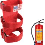 Fire Extinguisher Holder, Adjustable Extinguisher Fixed Belt with American Flag Pattern, Roll Bar Fire Extinguisher Mount Strap Bracket for Wrangler JK JKU TJ CJ Gladiator (Red)