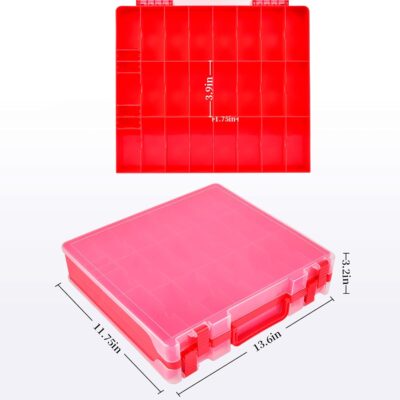 FULLCASE Toys Organizer Storage Compatible with Hot Wheels Car, Container for Matchbox Cars, Mini Toy, Small Dolls, Double Sided Carrying Box for Hotwheels - 48 Compartments (Case Only) Red - Image 4