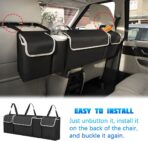 Car Trunk Organizer with Lid, Large Waterproof Vehicle Backseat Hanging Storage Bag with 4 Pockets & Adjustable Straps, Collapsible Automotive Interior Cargo Bag, Universal Fit (Black) - Image 4
