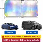 Aokway Car Windshield Sun Shade, Laser Reflective Windshield Sunshade | Heat & UV Blocker for Cars, SUVs, Trucks | Flexible Steel Wire Frame,Double Thickened, Foldable Design - Image 3
