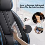 Car Seat Covers for Honda HR-V 2016-2026,Waterproof Nappa Leather Car Seat Cover,Soft Seat Cushion Covers with Airbag,Full Coverage Car Seat Covers Sets(Black Blue,2PCS Only) - Image 4