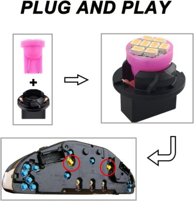 T10 194 168 Dash Instrument White LED Light Bulbs Bright Panel Gauge Cluster Dashboard LED Light Bulbs 10Pcs/Set (Purple/pink) - Image 2