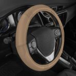 Motor Trend Perforated Microfiber Leather Steering Wheel Cover for Cars Trucks SUVs Vans, Sporty Racing Improved Grip Anti-Fatigue Ergonomic Design, Airbag Compatible - Fits Standard 15" Inch - Beige - Image 3
