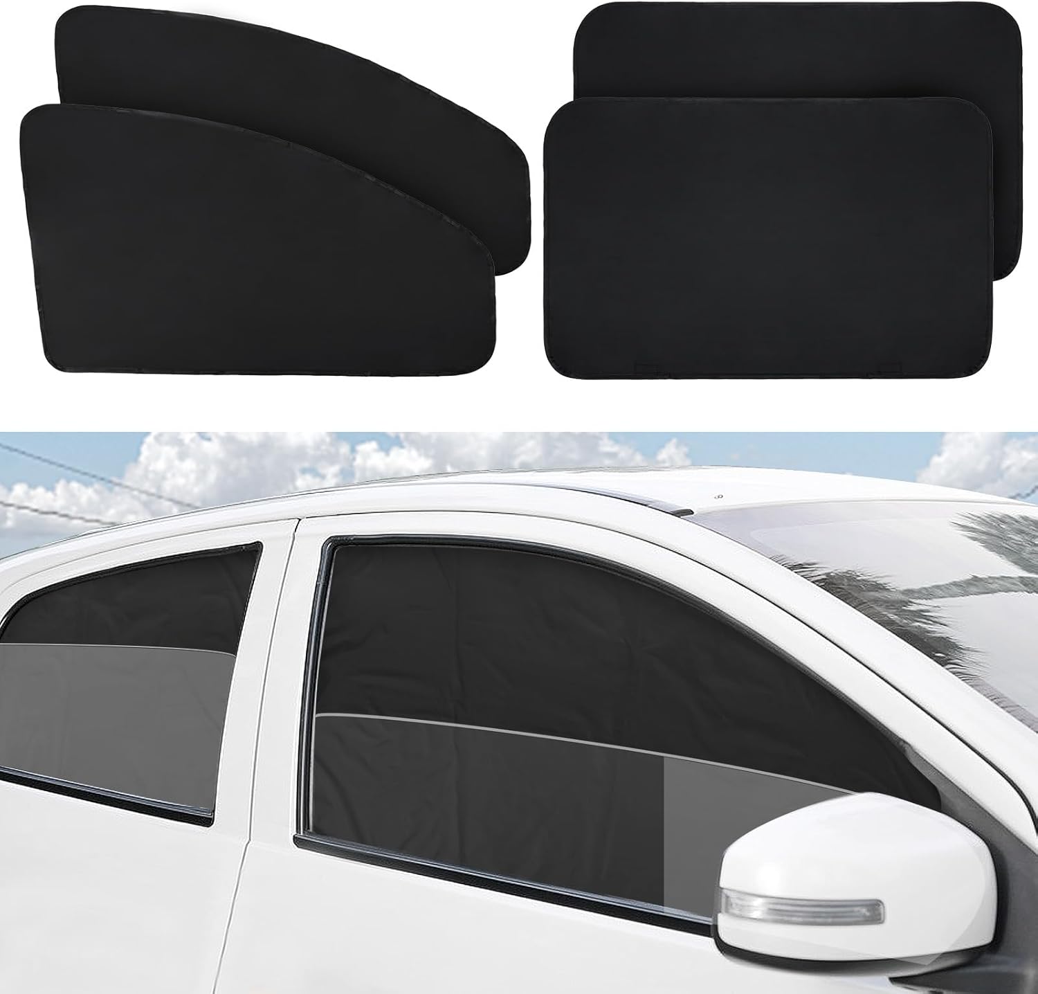 61GEGcE92WL._AC_SL1500_.jpg XCBYT Magnetic Car Window Shades 4 Pack - Blackout Side Window Sun Shade for Privacy & Car Camping, 99% UV Blocking Car Window Covers for Side Windows, Heat Protection Travel Shades for SUV Sedan - Image 1