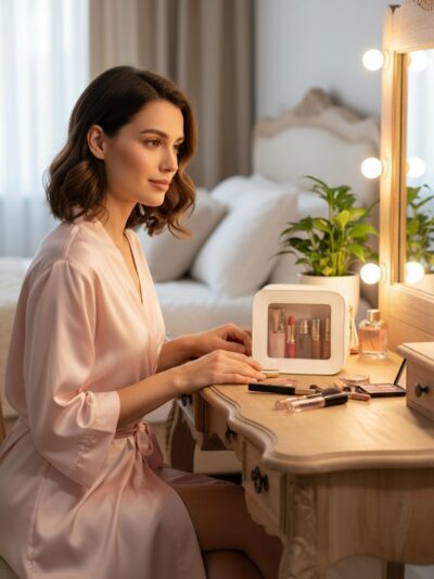 Clear Toiletry Bag Small, Mini Waterproof Makeup Organizer Zipper for Travel & Car Essentials White - Image 5