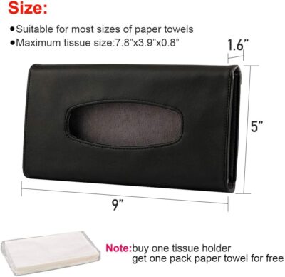 Fredysu Car Visor Tissue Holder, Sun Visor Napkin Holder Backseat Tissue Case, Premium Car Tissue Box for car, Vehicle (Black) - Image 6