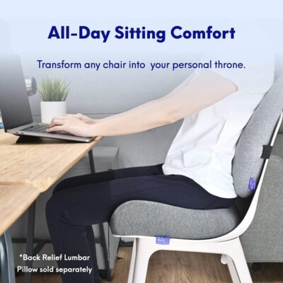 C CUSHION LAB Patented Pressure Relief Seat Cushion for Long Sitting Hours on Office/Home Chair, Car, Wheelchair - Extra-Dense Memory Foam for Hip, Tailbone, Coccyx, Sciatica - Light Grey - Image 2