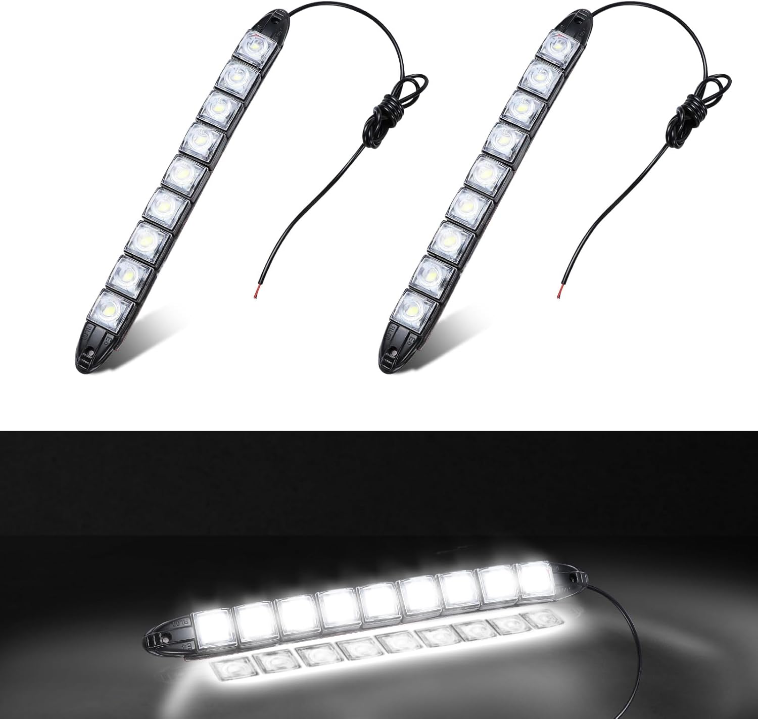 61GgUPN65ZL._AC_SL1500_.jpg 2PCS 9 LED Daytime Running Strip Lights, Bright 12V Car DRL Strip Light Kit, Flexible Spot Light Fog Lamp, Waterproof Vehicle Clearance Light Universal for Truck SUV Car - Image 1