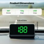 Head up Display Car GPS Digital Speedometer, Heads Up Display for Cars Windshield with MPH SpeedCar Digital GPS Hud, USB Cable Plug and Play (White, PMH) - Image 2