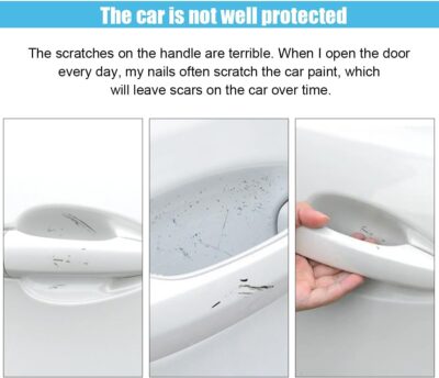 8PCS Car Door Handle Scratch Protectors, Carbon Fiber Car Door Handle Bowl Sticker, Universal Auto Doors Handles Paint Guard Cover, Doors Handles Cup Protective Film for Cars (Black) - Image 3