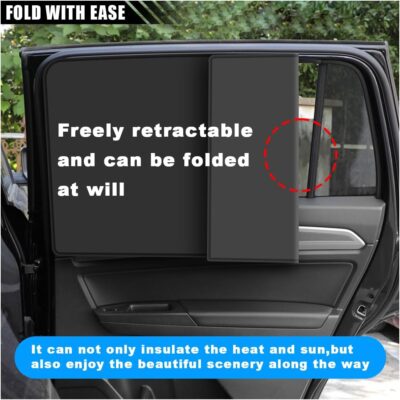 4PCS Car Side Window Sun Shades, Auto Window Sunshades Privacy Curtains Blackout with Magnetic, UV Rays, Heat Protection Stretch Car Window Covers for Sleeping, Camping, Breastfeeding (Front & Back) - Image 4
