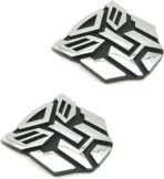 2 PCS in Set Transformers Emblem - 3" Tall for Car Autobot Sticker Pair Chrome Finish PVC Auto Emblems Transformers Autobot Car Accessories