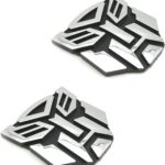 2 PCS in Set Transformers Emblem - 3" Tall for Car Autobot Sticker Pair Chrome Finish PVC Auto Emblems Transformers Autobot Car Accessories