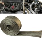 Heat Shield Sleeve Fuel Line Heat Shield Auto Hose Spark Plug Wire Cover Protectors Boots Roll 2500 Degree for Car&Auto Wire Loom Brake Cable (1" IDX10', Titanium)