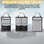 Mandark Car Trunk Organizer, Detachable Vehicle Seatback Hanging Storage Container with Zippers, Large Capacity Waterproof Auto Seat Back Trunk Bag Accessories, Universal for Most Vehicles (Gray) - Image 4